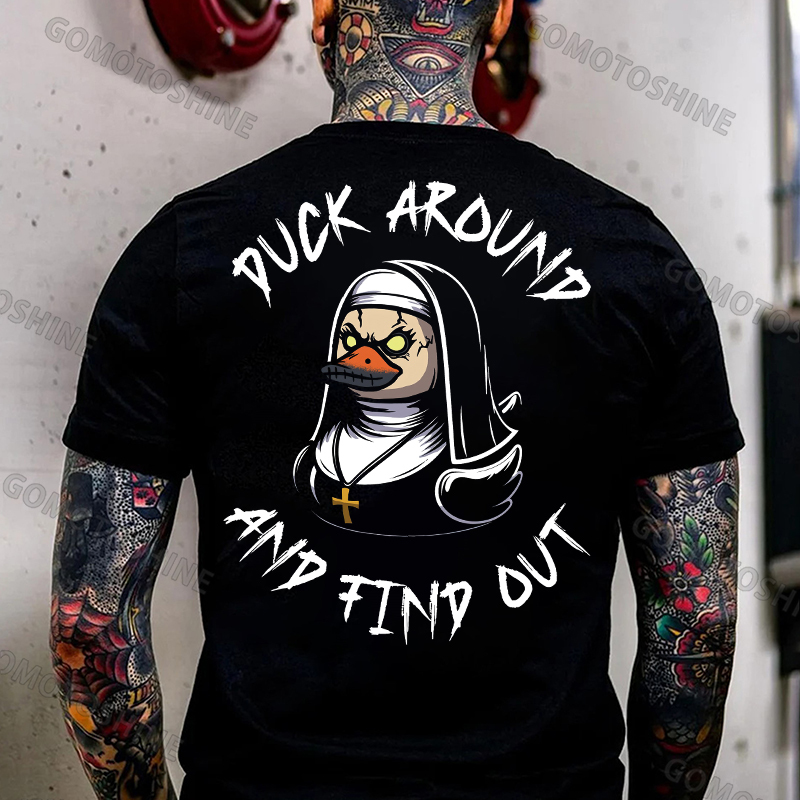 DUCK AROUND AND FIND OUT Duck Nun Print Men's T-Shirt