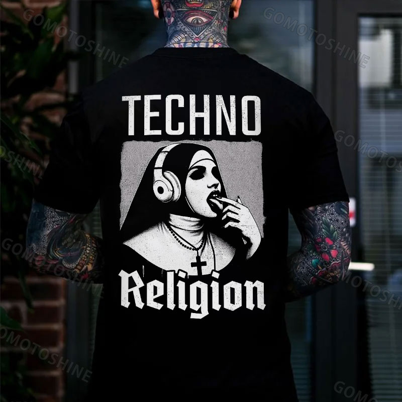 TECHNO RELIGION Evil Nun Print Men's T-Shirt
