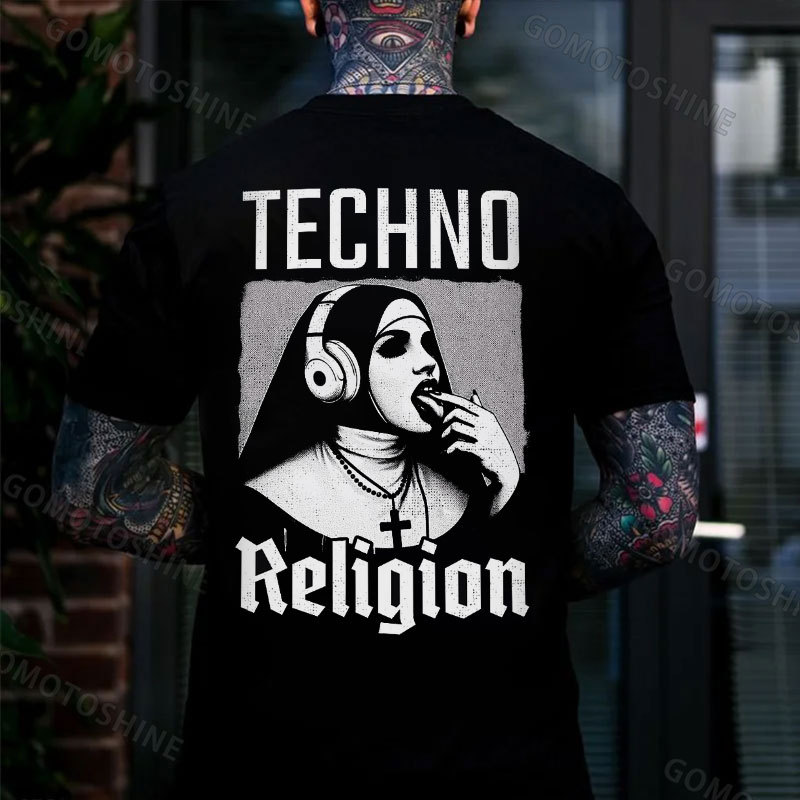 TECHNO RELIGION Evil Nun Print Men's T-Shirt