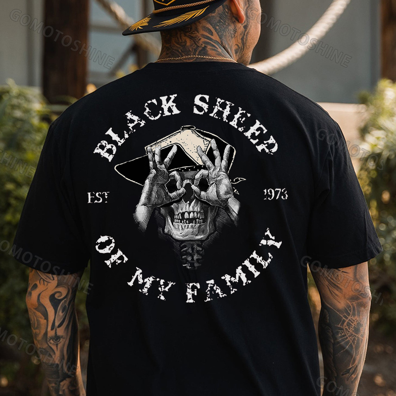 BLACK SHEEP OF MY FAMILY Skull With OK Print Men's T-Shirt