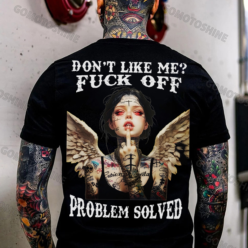 DON'T LIKE ME FUCK OFF Defiant Angel Print Men's T-Shirt