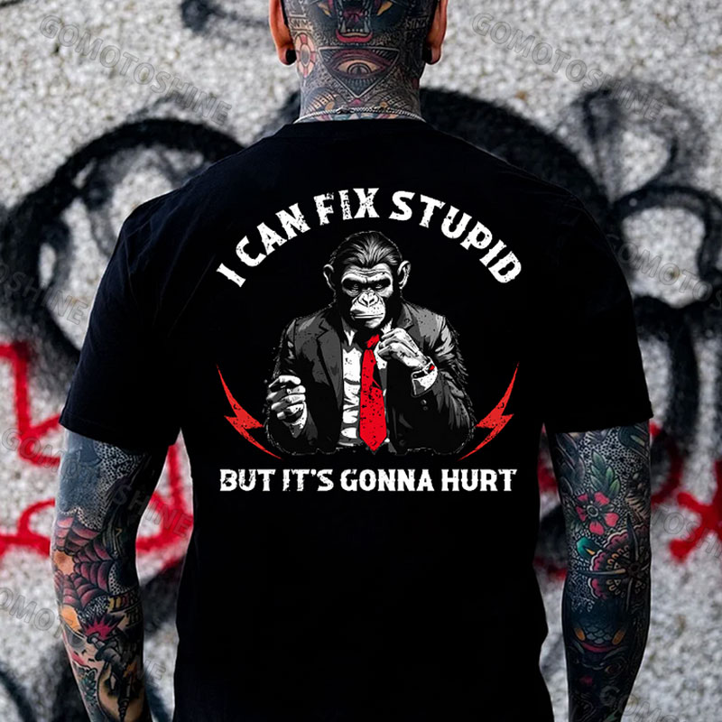 I CAN FIX STUPID BUT IT'S GONNA HURT Suit Monkey Print Men's T-Shirt