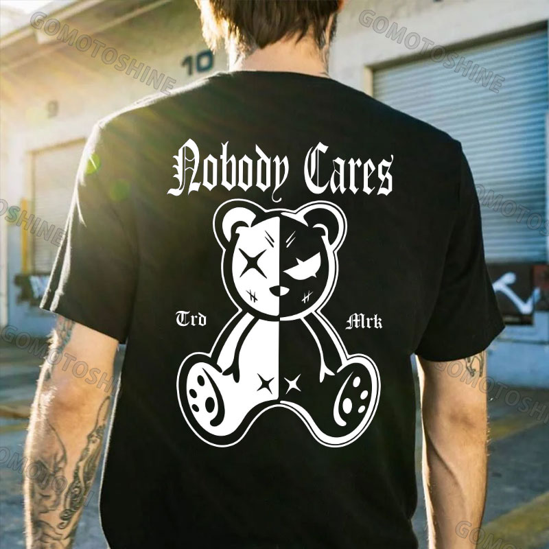 NOBODY CARES Evil Bear Doll Print Men's T-Shirt