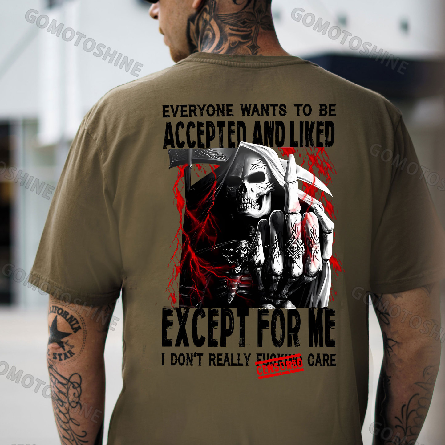 EVERYONE WANTS TO BE ACCEPTED AND LIKED EXCEPT FOR ME Defiant Skeleton Print Men's T-Shirt