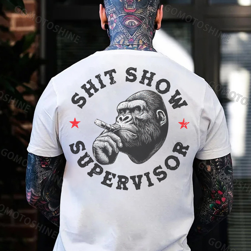 SHIT SHOW SUPERVISOR Chimpanzee Black Print T-shirt