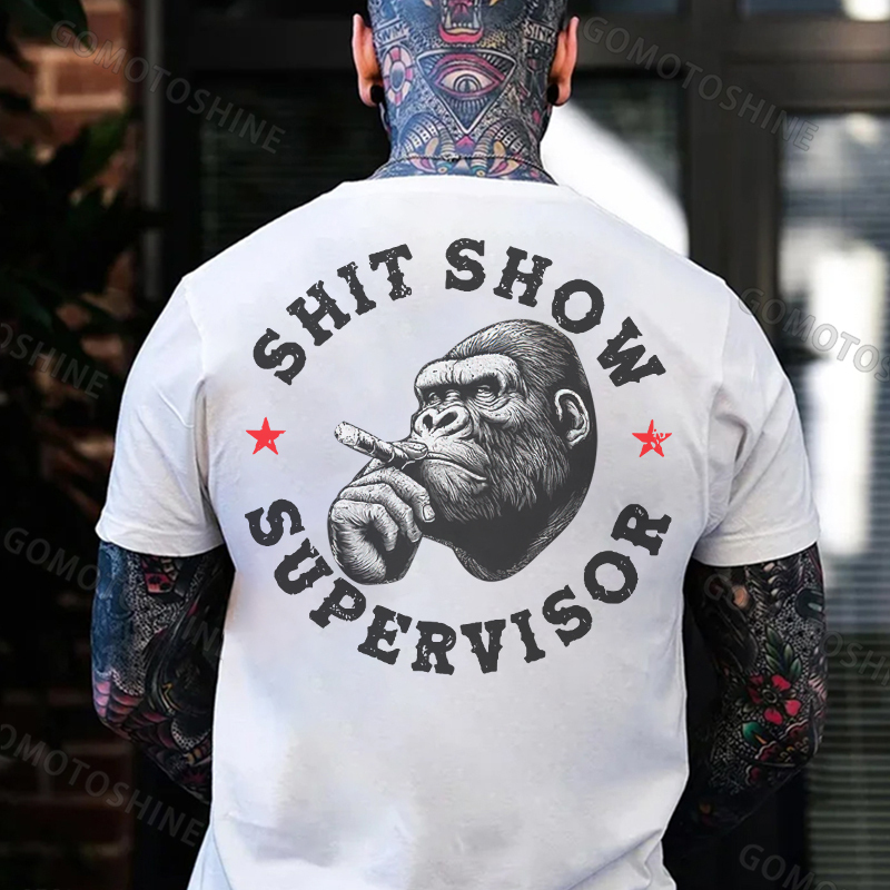 SHIT SHOW SUPERVISOR Chimpanzee Black Print T-shirt