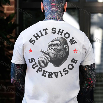 SHIT SHOW SUPERVISOR Chimpanzee Black Print T-shirt