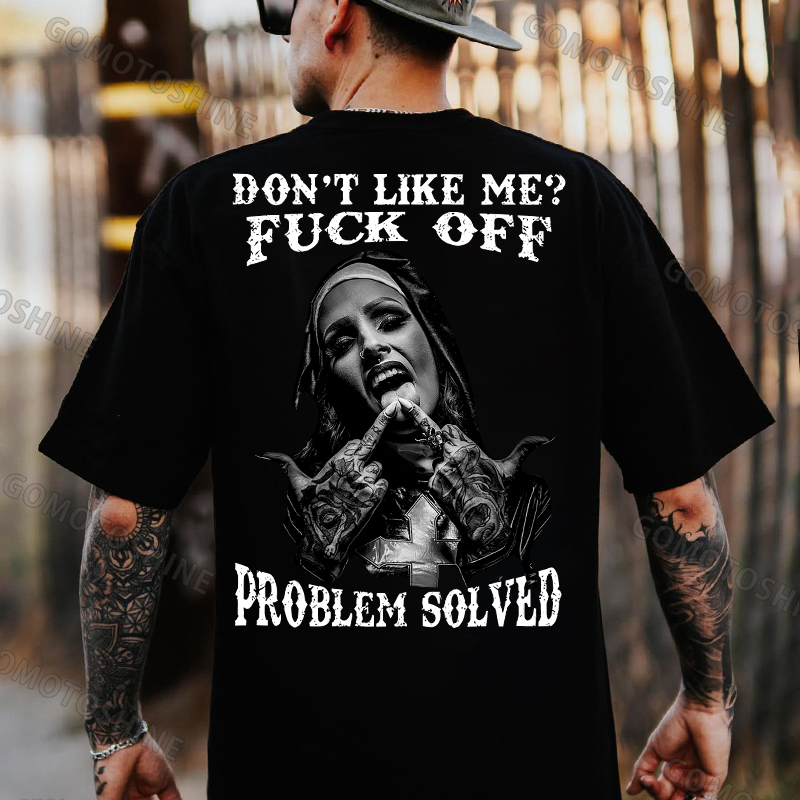 DON'T LIKE ME Defiant Nun Black Print T-Shirt