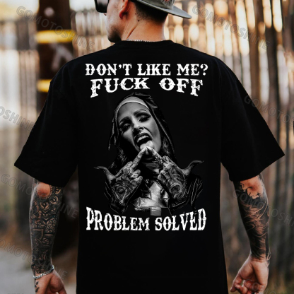 DON'T LIKE ME Defiant Nun Black Print T-Shirt