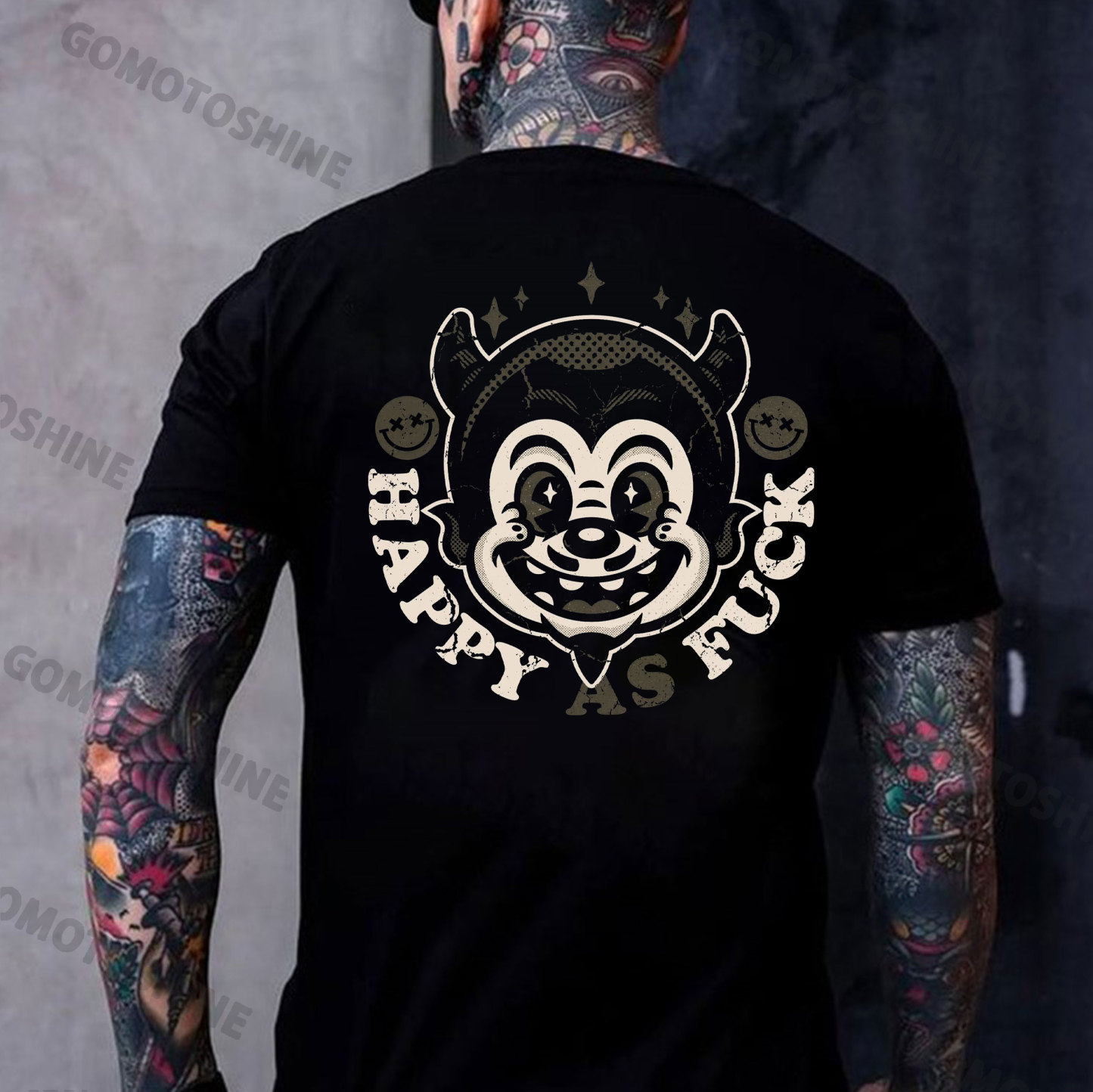 HAPPY AS FUCK Little Devil Print Men's T-Shirt