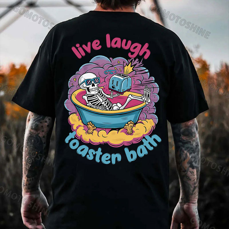LIVE LAUGH TOASTEN BATH Bath Skeleton Print Men's T-Shirt