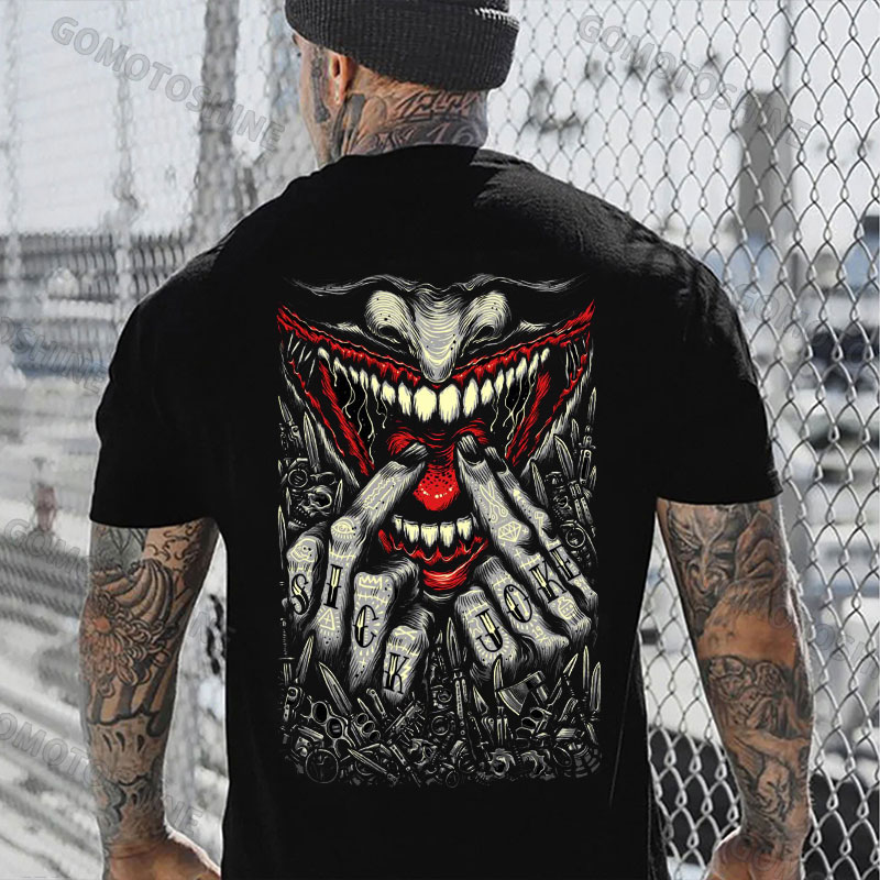SICK JOKE Joker Mouth Print Men's T-Shirt
