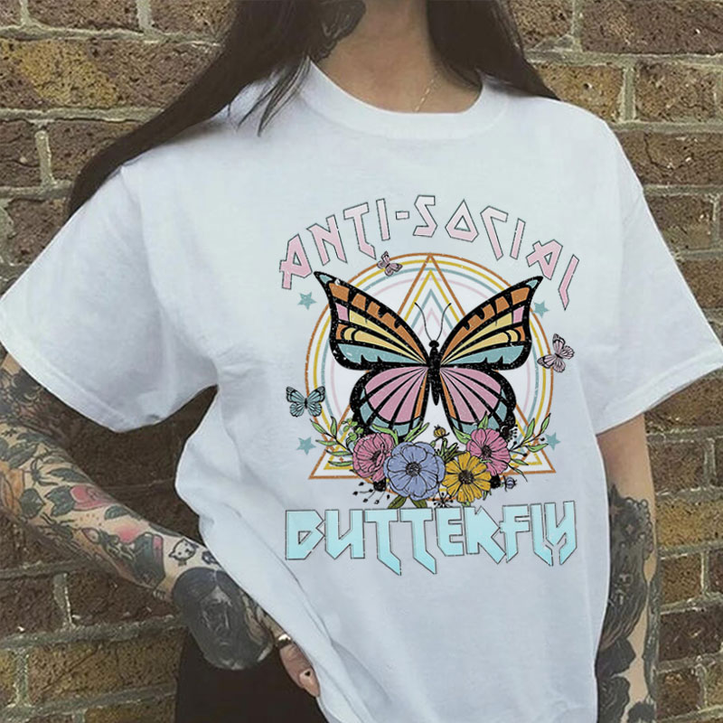 ANTI-SOCIAL BUTTERFLY Print Women's T-shirt