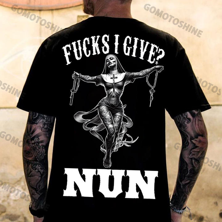 FUCKS I GIVE NUN Tattooed Nun Print Men's T-Shirt