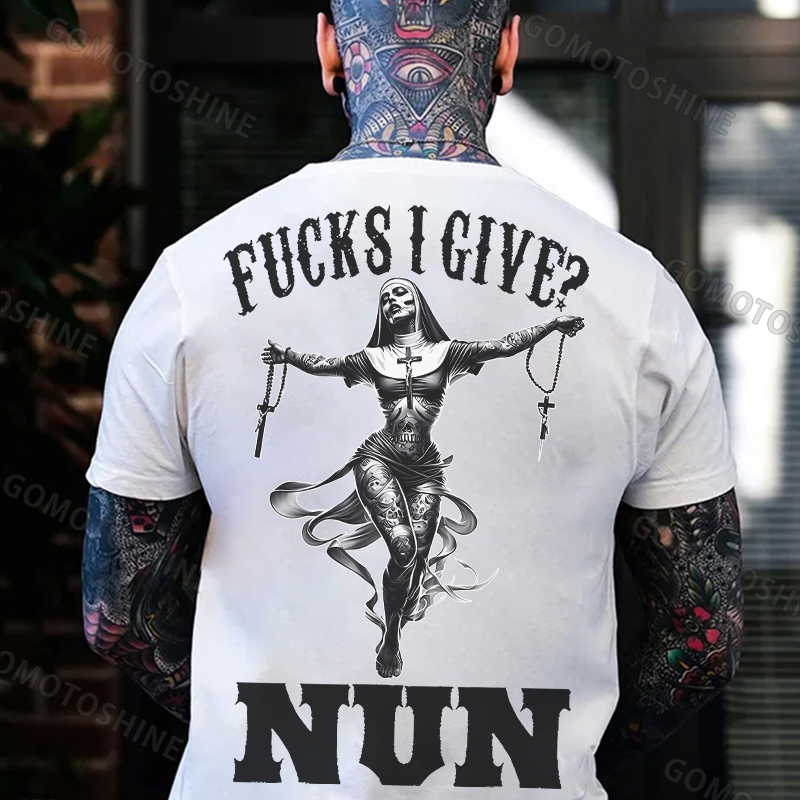 FUCKS I GIVE NUN Tattooed Nun Print Men's T-Shirt