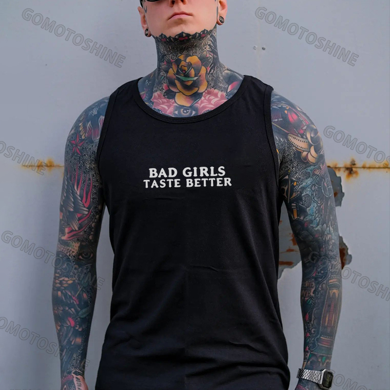 BAD GIRLS TASTE BETTER Devil Girl Print Men's Vest Image - 2