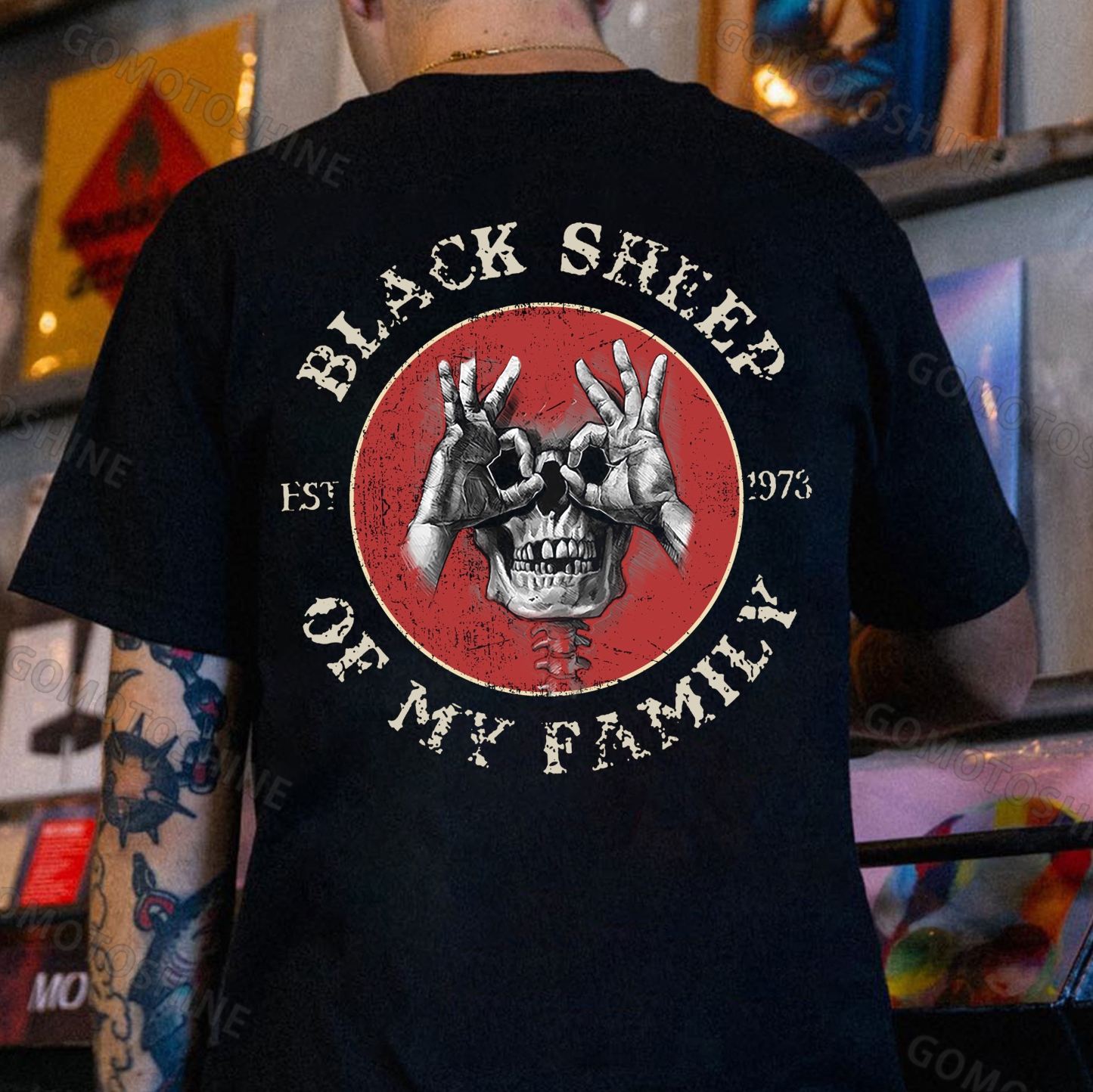 BLACK SHEEP OF MY FAMILY Skull With OK Print Men's T-Shirt