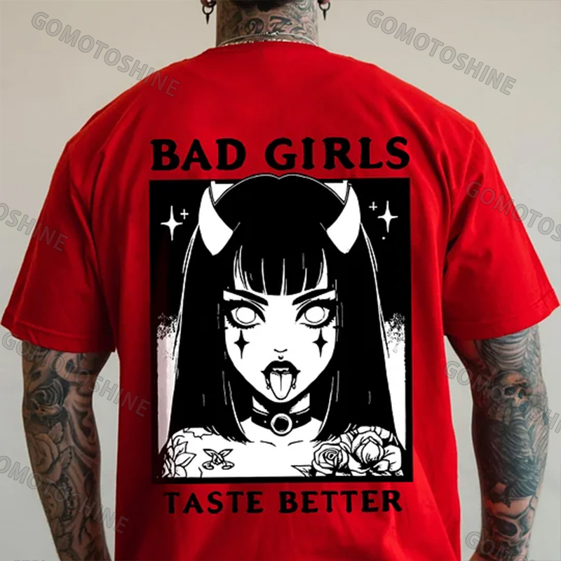 BAD GIRLS TASTE BETTER Devil Girl Print Men's T-Shirt