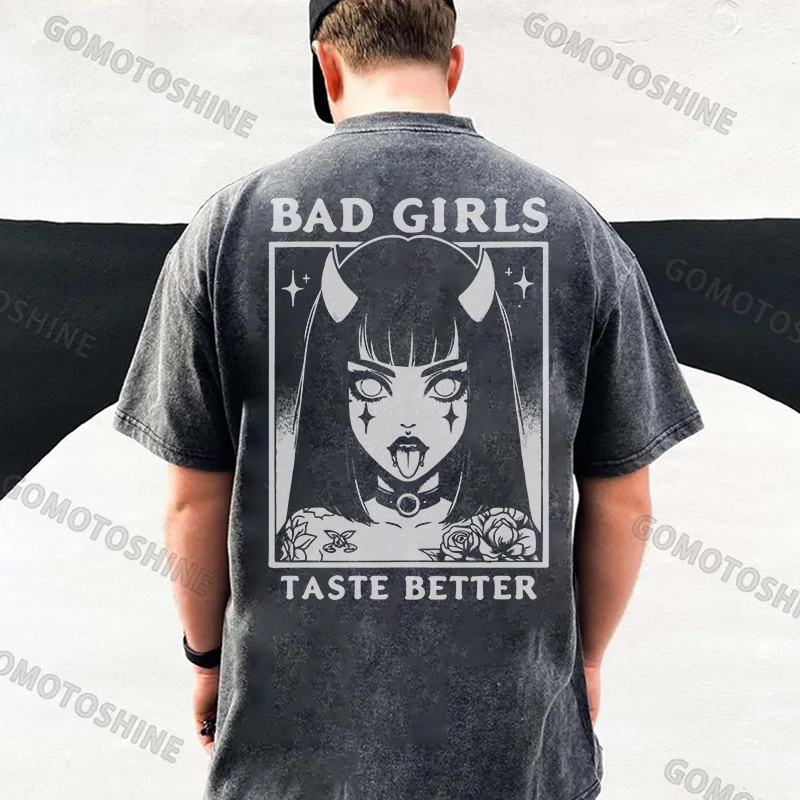 BAD GIRLS TASTE BETTER Devil Girl Men's Washed T-shirt