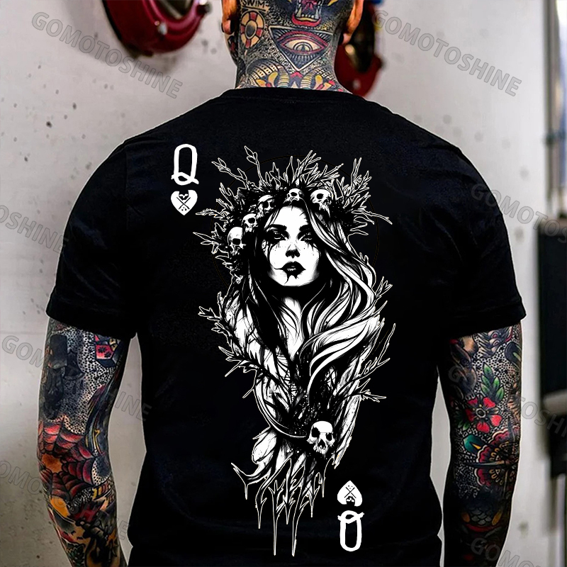 POKER Q Gloomy Queen Print Men's T-Shirt