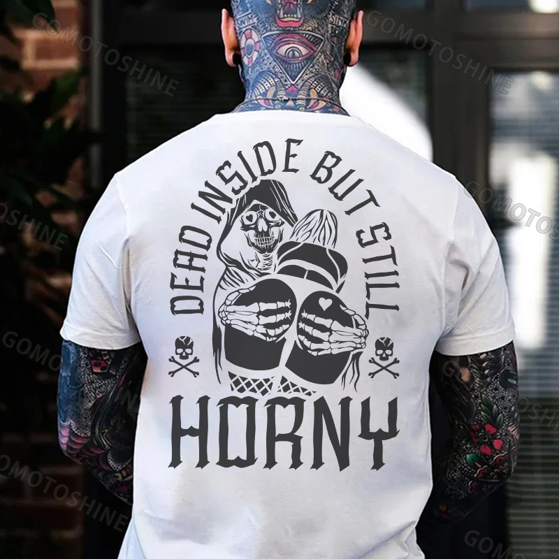 DEAD INSIDE BUT STILL HORNY Skeleton&Sexy Lady Print Men's T-Shirt