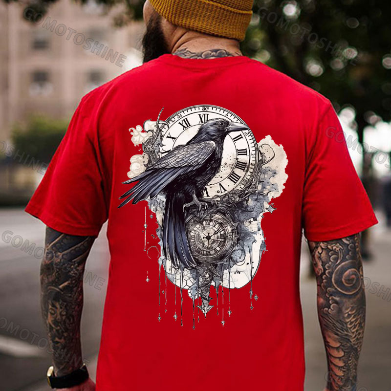 Crow Of Time Print Men's T-Shirt