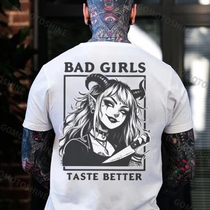 BAD GIRLS TASTE BETTER Bad Devil Girl Print Men's T-Shirt