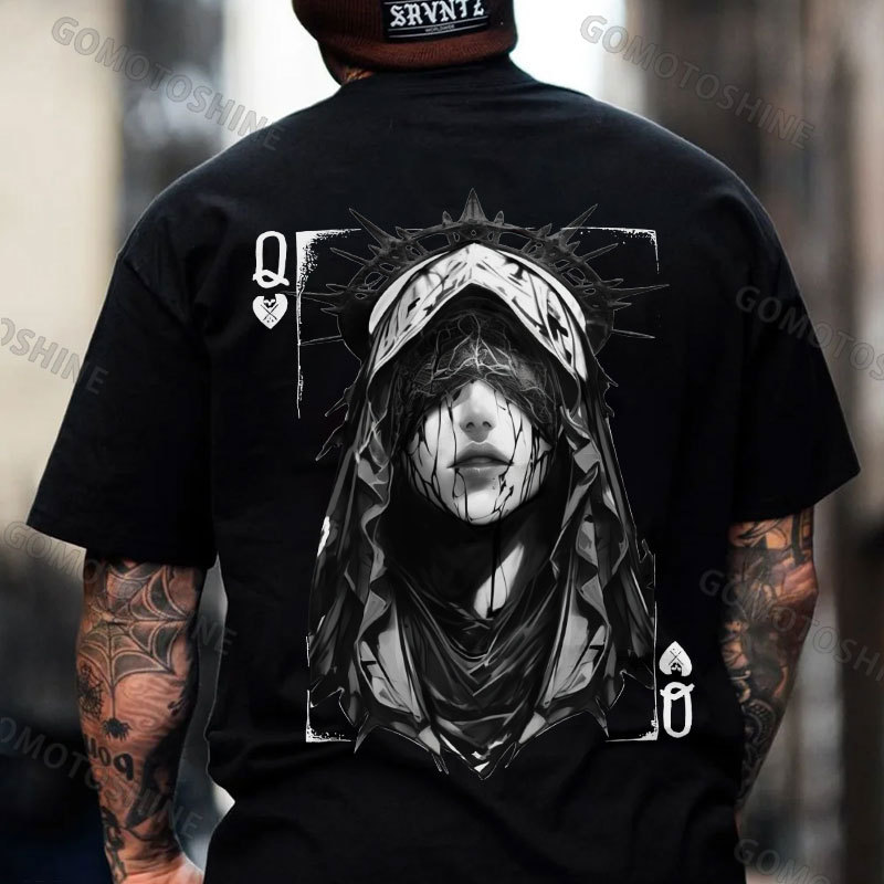 POKER Q Bleeding Nun Print Men's T-Shirt