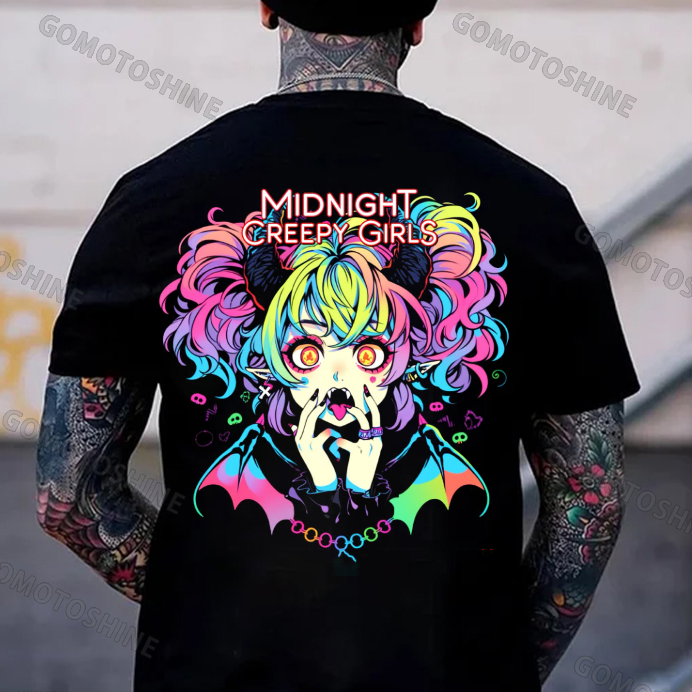 MIDNIGHT CREEPY GIRLS Pastel Devil Girl Print Men's T-Shirt