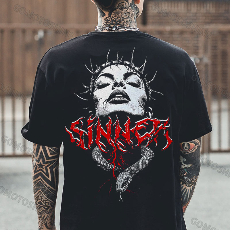 SINNER Thorn Queen & Snake Print Men's T-Shirt