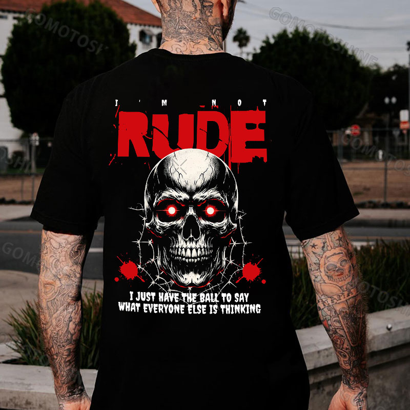 I'M NOT RUDE Laser Eyes Skull Print Men's T-Shirt