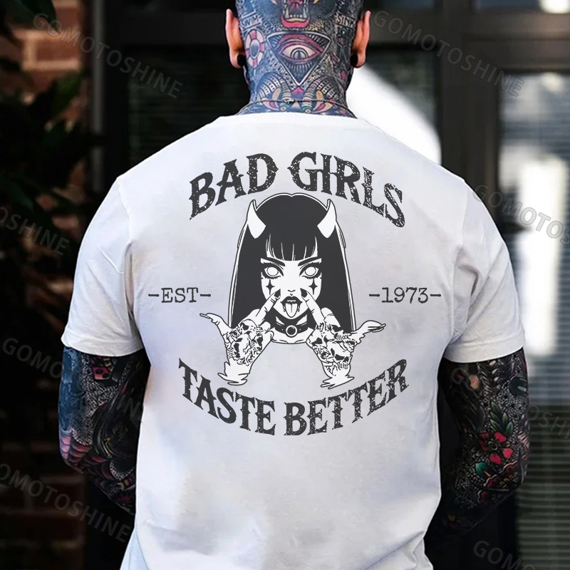 BAD GIRLS TASTE BETTER Defiant Devil Girl Print Men's T-Shirt