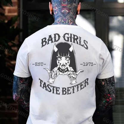 BAD GIRLS TASTE BETTER Defiant Devil Girl Print Men's T-Shirt