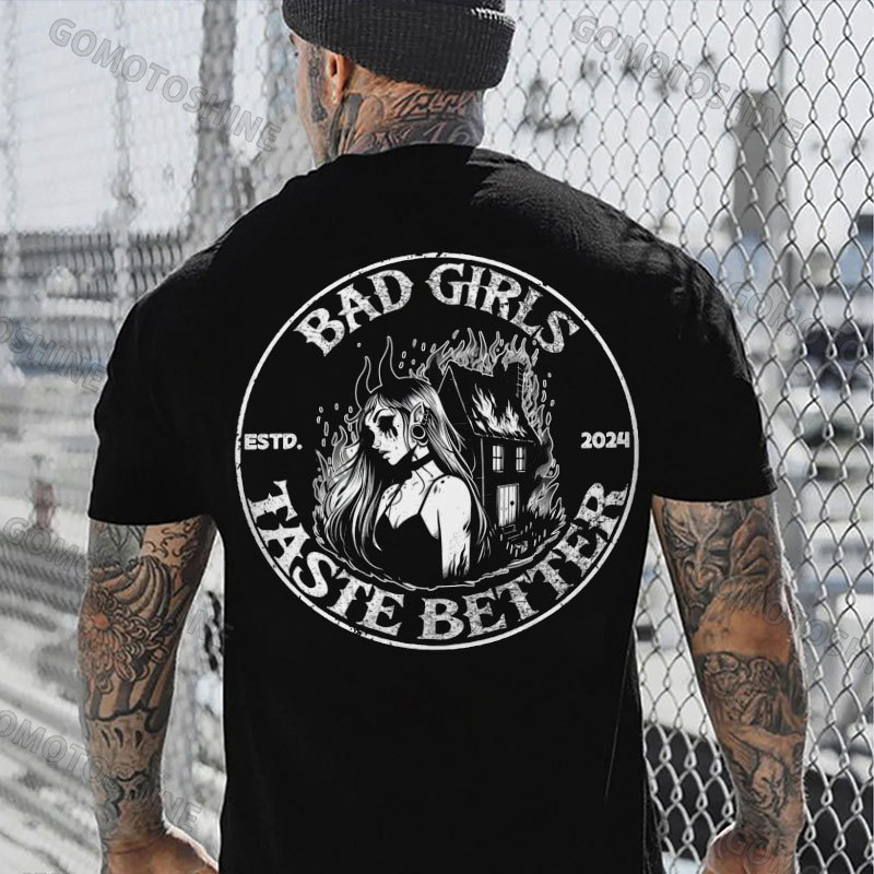 BAD GIRLS TASTE BETTER Gloomy Devil Girl Print Men's T-Shirt