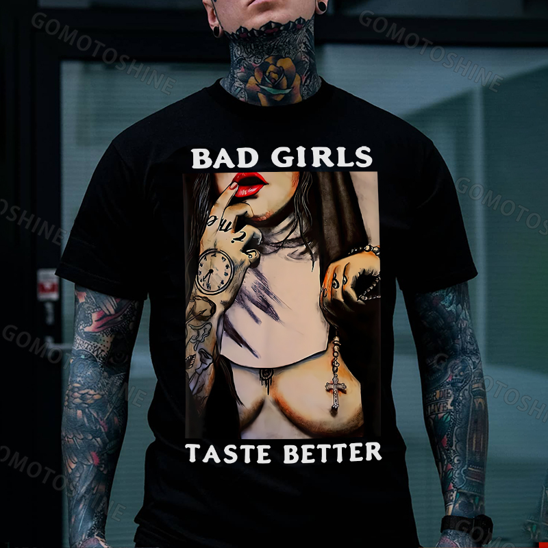 BAD GIRLS TASTE BETTER Sexy Nun Print Men's T-Shirt