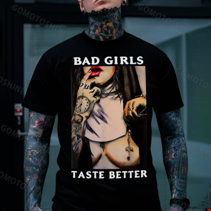 BAD GIRLS TASTE BETTER Sexy Nun Print Men's T-Shirt