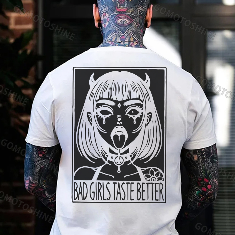 BAD GIRLS TASTE BETTER Devil Girl Print Men's T-Shirt
