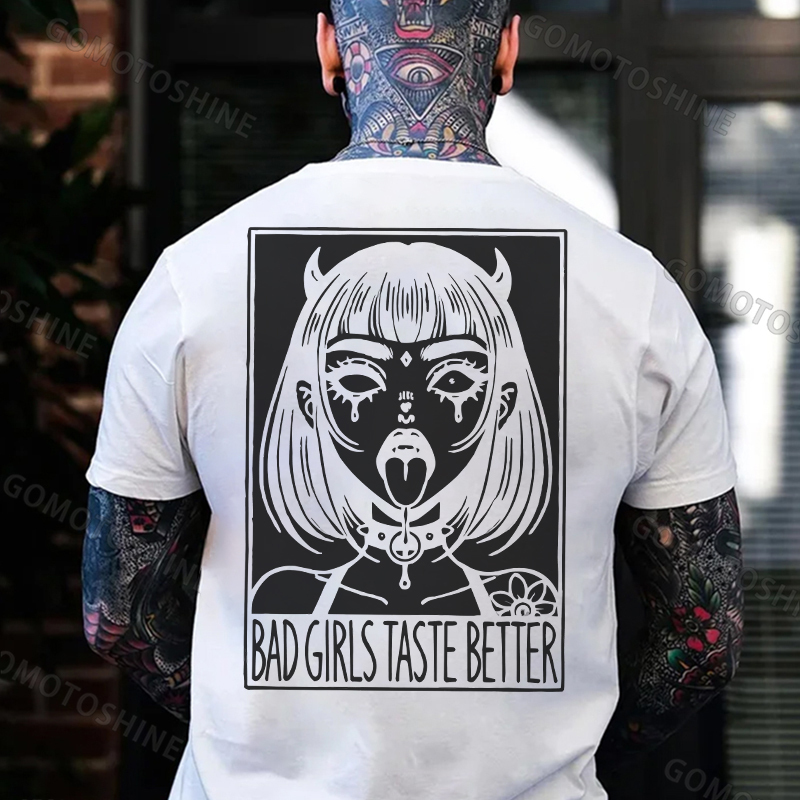 BAD GIRLS TASTE BETTER Devil Girl Print Men's T-Shirt