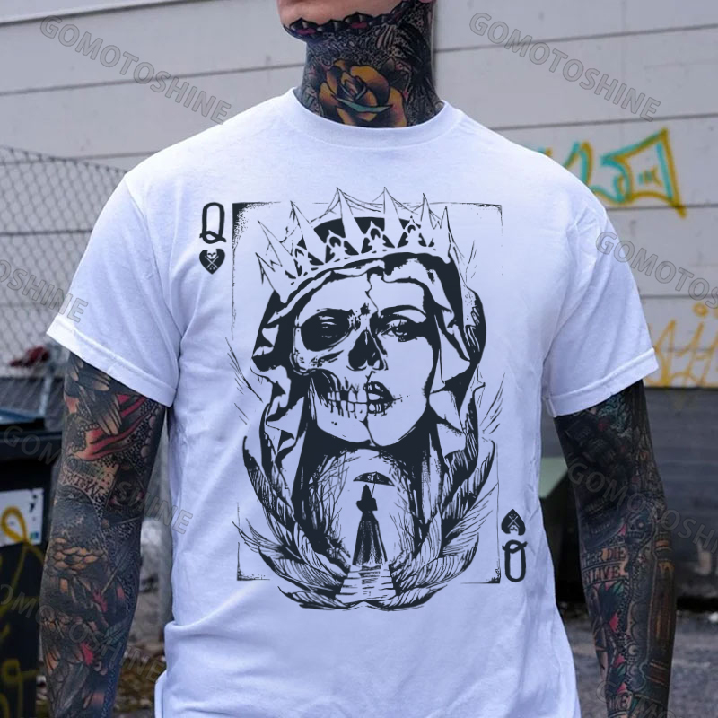 POKER Q Gloomy Queen Print Men's T-Shirt