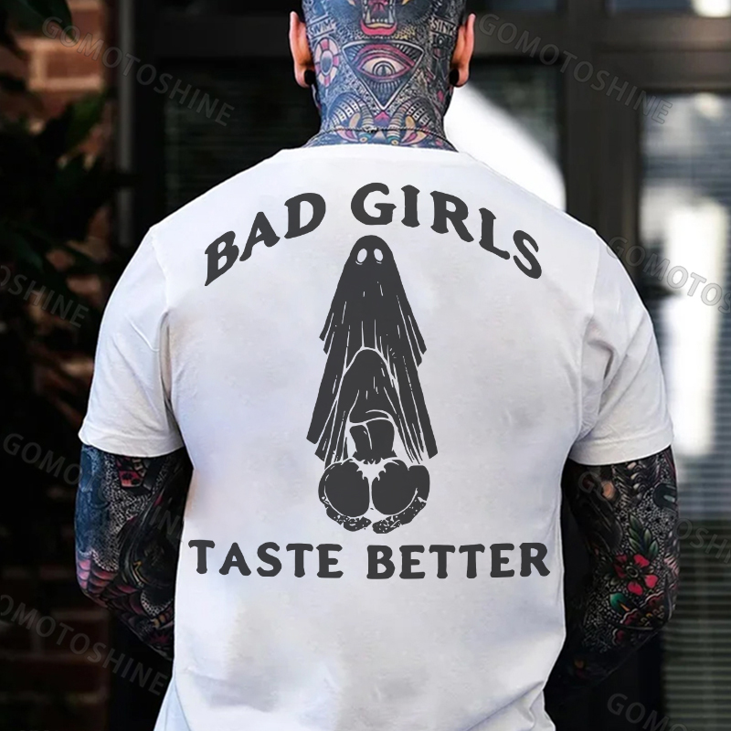 BAD GIRLS TASTE BETTER Naughty Ghost Oral Sex Print Men's T-Shirt
