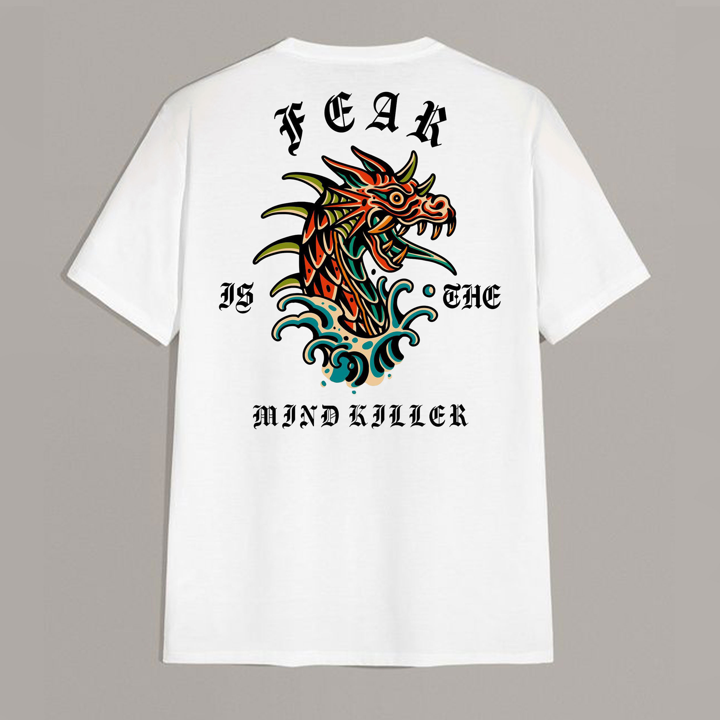 FEAR Dragon White Print T-Shirt