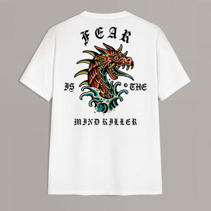 FEAR Dragon White Print T-Shirt