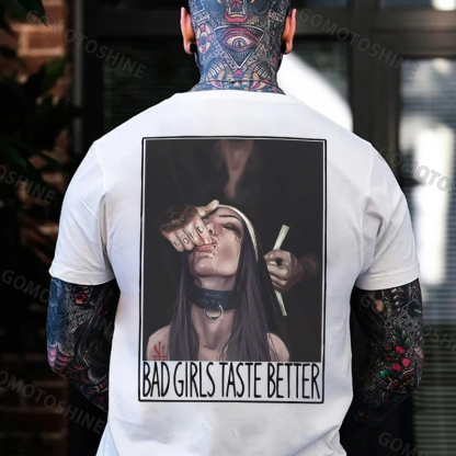 BAD GIRLS TASTE BETTER Suck Finger Nun Print Men's T-Shirt Image - 3
