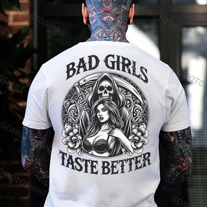 BAD GIRLS TASTE BETTER Sexy Lady&Skeleton Print Men's T-Shirt
