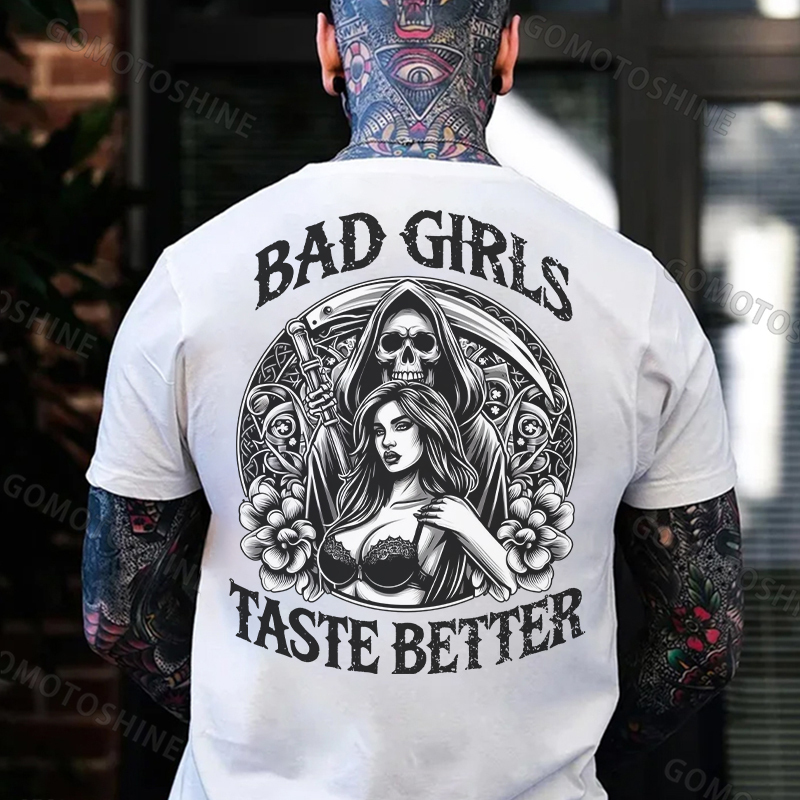 BAD GIRLS TASTE BETTER Sexy Lady&Skeleton Print Men's T-Shirt
