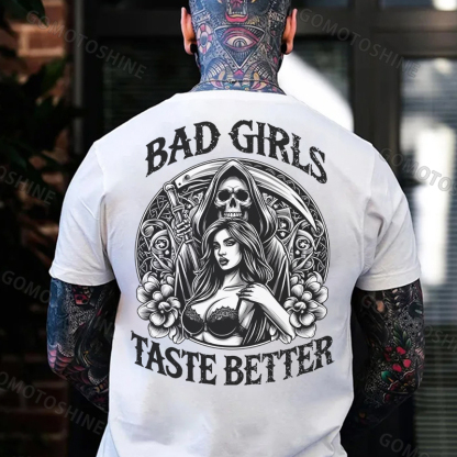 BAD GIRLS TASTE BETTER Sexy Lady&Skeleton Print Men's T-Shirt