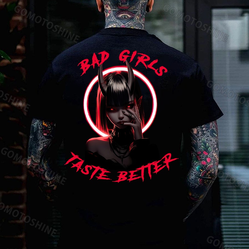 BAD GIRLS TASTE BETTER Sexy Devil Girl Print Men's T-Shirt
