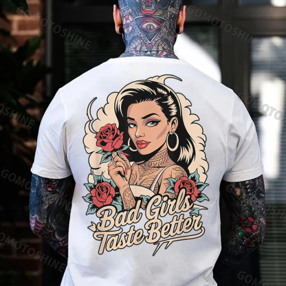 BAD GIRLS TASTE BETTER Sexy Tattooed Girl Print Men's T-Shirt