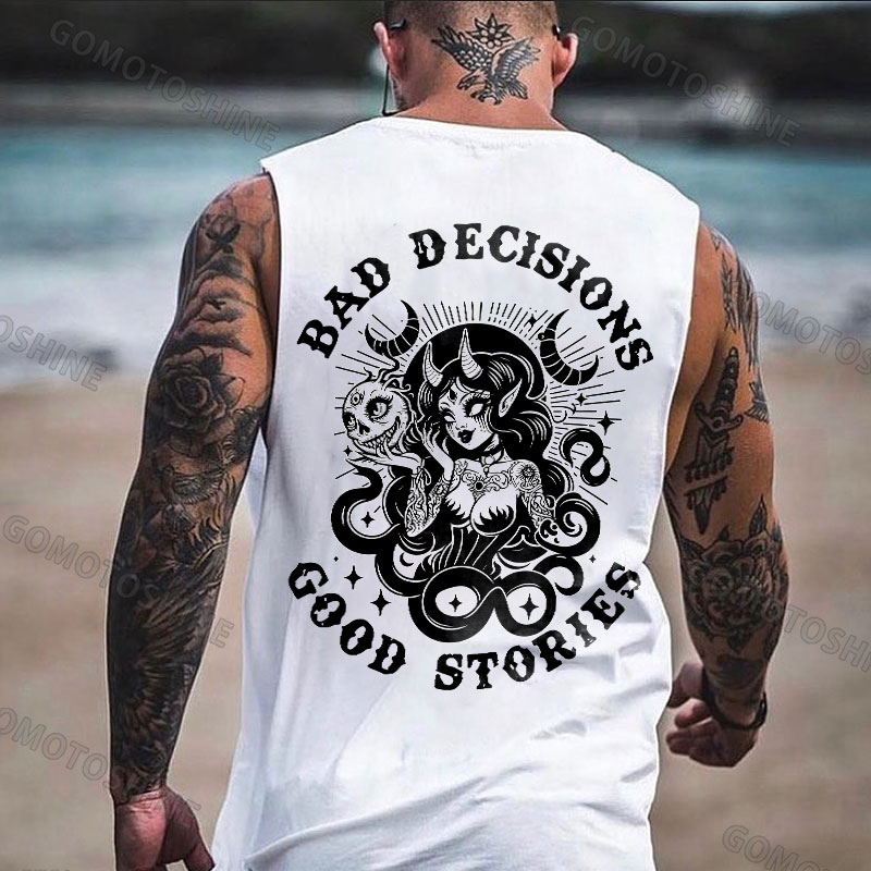 BAD DECISIONS GOOD STORIES Evil Sexy Witch Print Men's Vest