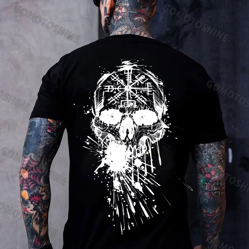 Runes Skull Print Men's T-Shirt